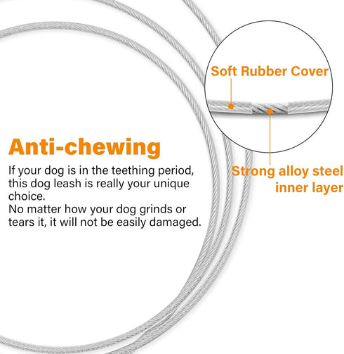 Heavy Duty Dog Leashes with Chew Proof Padded Handle, 4/5/6 FT Steel Metal Safety Lead Rope for Large or Medium Dogs