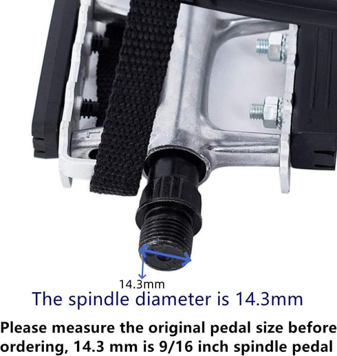 YBEKI Bike Pedals with Clips and Straps, 9/16-Inch Spindle Resin/Alloy for Exercise and Outdoor Bicycles