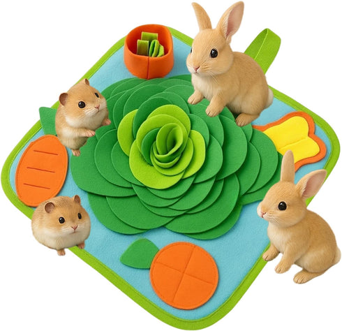 Rabbit Foraging Mat, Bunny Activity Toys Snuffle Mat for Small Animals Forage