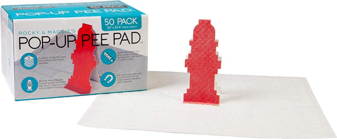 Rocky and Maggie's Pop-Up Pee Pad, Pack of 50, Hydrant Target for Male Puppies and Dogs, No Need for Holders or Trays