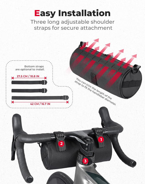 KEMIMOTO Bike Handlebar Bag with Rain Cover, Front Bike Bag for Bicycles with Dual Waterproof Zippers