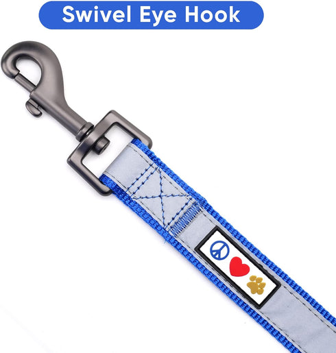 Pawtitas 6 FT Blue Padded Dog Leash with Comfortable Neoprene Handle - Medium Reflective for Large Dogs and Puppies