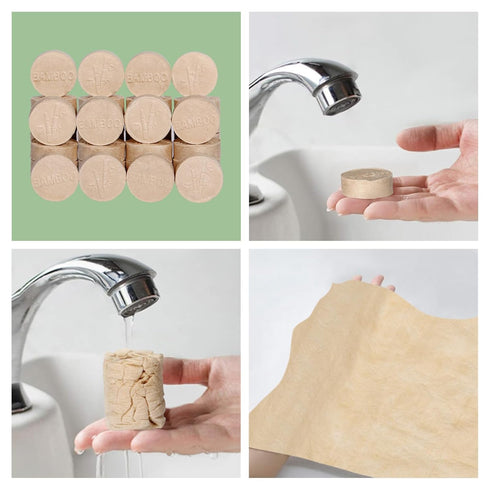 100 LEKOCH Pcs Compressed Towel Tablets - Biodegradable Disposable Bamboo Towels for Camping, Travel, Gym |