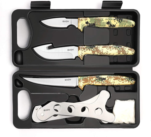 GVDV Hunting Knife Set, Deer Hunting Gear Butcher Game Processor Set with 6 Pieces for Field Dressing