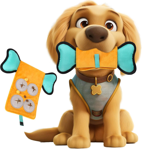Dog Squeaky Toy - Indestructible Plush and Nylon Fabric Interactive Puzzle Toy for Dogs