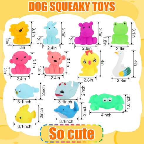 Liliful 18 Pcs Latex Squeaky Dog Toys - 3.5 Inch Soft Rubber Chew Toys for Small Dogs and Puppies