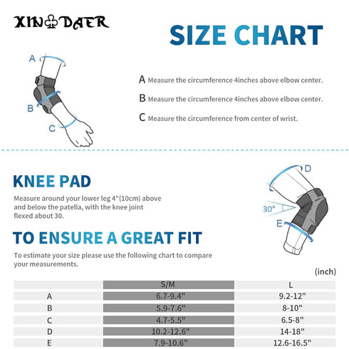 XINDAER Women's Skate Protective Gear Set | 3 in 1 Knee and Elbow Pads, Wrist Guards for Skateboard, Roller Skates,
