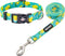 azuza Dog Collar and Leash Set, Lemon Patterns on Blue Nylon Collar and Matching Leash for Large Dogs