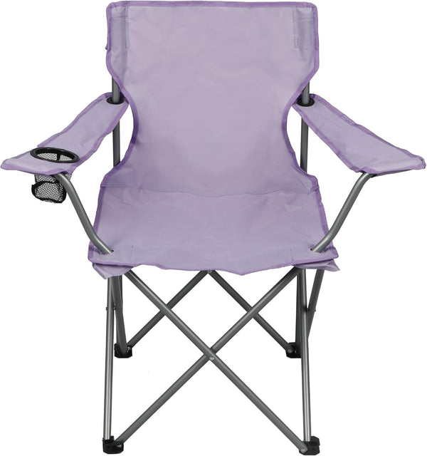Generic Basic Quad Folding Camp Chair with Cup Holder, Lavender Adult Portable Outdoor