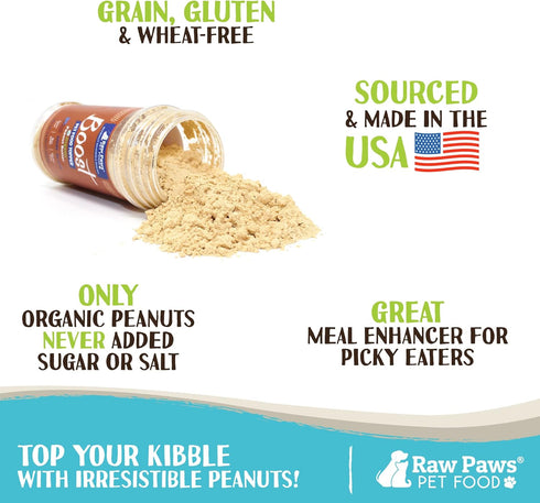 Raw Paws Boost Pet Food Topper, Organic Peanut Powder, 2.8-oz, Made in USA, Dog Food Toppers for Picky Dogs
