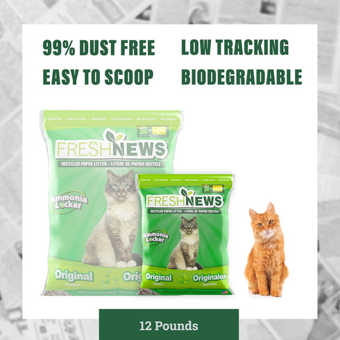 Fresh News Recycled Paper Original Pellet Cat Litter, 12 Pound