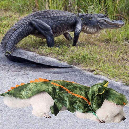 Alligator Dog Costume, Funny Croc Costume for Small to Large Dogs, Halloween Cosplay Dress