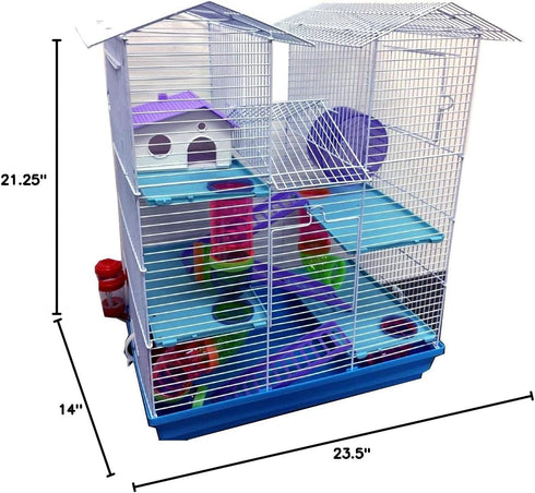 5-Floor Large Twin Towner Play Tube Habitat Syrian Hamster Rodent Gerbil Mouse Mice Rat Wire Animal Critter Cage