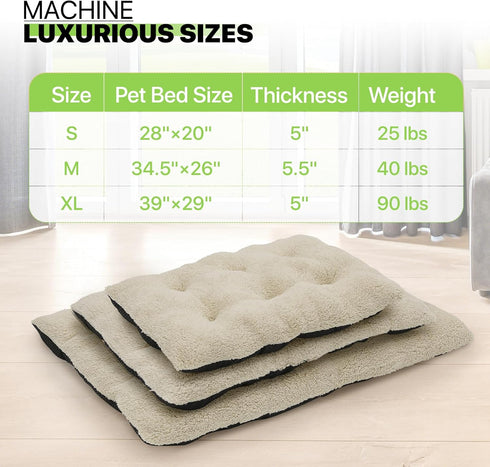 Magshion Medium Dog Bed - Non-Slip Bottom, Warming Cozy Soft Pet Sofa Bed, Machine-Washable, 34.5"x26"x5.5", Beige