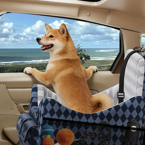 COZEER 35lbs, 4-Pocket Dog Car Seat for Small/Medium Dogs up to Storage Memory Foam Dog Booster Seat, Detachable