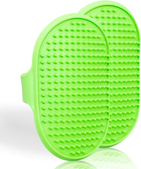 Lillian Ruff Dog Bath Brush, 2 Pack Flexible Rubber Shower Brush with Adjustable Strap
