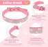 2 Pieces PU Leather Dog Collar, Pink Rhinestone Pet Collar with Flower Pattern, Adjustable Bling Puppy Collar (S:11-13