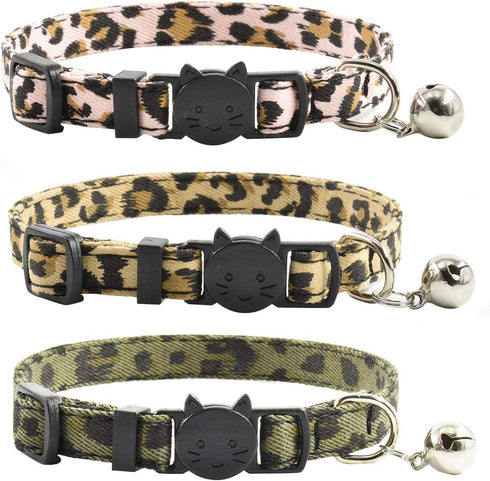 Breakaway Cat Collars with Bell, Set of 3, Durable & Safe Cute Kitten Collars, Adjustable Kitty Collar for Cat Puppy