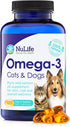 100% Pure Omega 3 Fish Oil for Dogs & Cats - Pet Supplement with DHA & EPA for Healthy Skin - 120 Capsules