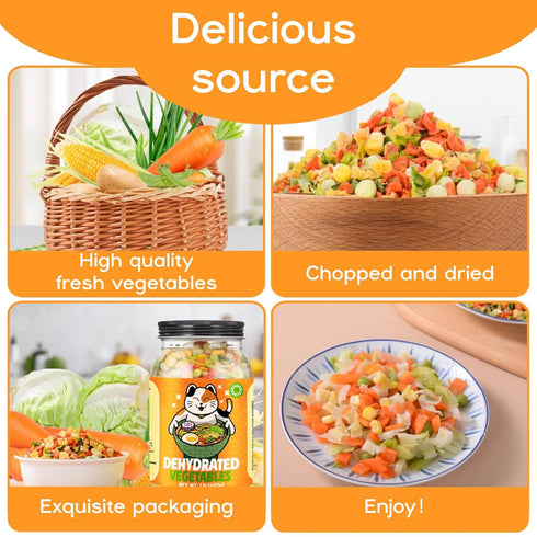 Egcina 16OZ 100% Packaging 6 Dehydrated Freeze Dried Vegetables - Natural Large Ramen Toppings, Mixed Vegetable Flakes
