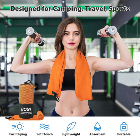 Swimming, Backpacking (XL:72''x32''+16''x16'' BOGI Microfiber Travel Sports Towel - Quick Dry, Soft Lightweight