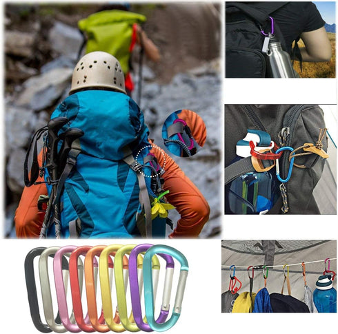 Large Carabiners Keychain, 3" Aluminum D Shape Durable D-Ring Clip Hook for Camping Accessories