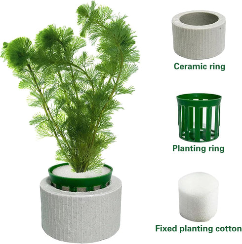 12 Pack Anti-Floating Ceramic Aquarium Plant Rings, Aquatic Plants Fixed Rings, Aquarium Landscape Ceramic Plant Fixing Ring Weights Pot for Fish Tank Accessories