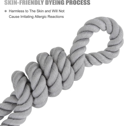 5 FT Dog Leash, Handmade Braided Cotton Rope with Leather Handle for Small Medium Large Dogs, Grey