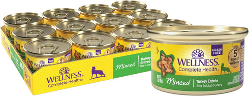 Wellness Complete Health Natural Grain Free Wet Canned Cat Food, Minced Turkey Entree, 3-Ounce Can (Pack of 24)