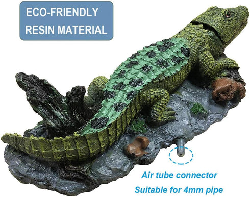 Aquarium Alligator Air Bubbler Decorations - Aerating Action Crocodile Ornament, Oxygen Bubble Resin Crafts for Aquarium Fish Tank Decor by SLOCME