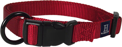 Hamilton Adjustable Nylon Dog Collar, Red, 1" Wide x 18-26" Neck, for Small Medium Large Dogs