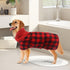Geyecete Dog Drying Coat, Microfibre Fast Drying Bathrobe Towel, Luxuriously Soft for Pets, Red Black Grid-XXL