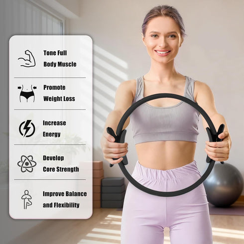 14 Inch RitFit Pilates Kit - Pilates Ring Magic Circle with Pilates Ball, Resistance Bands & Yoga Strap, Pilates