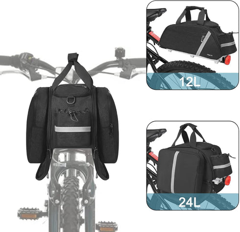 MOSISO Waterproof Bike Rack Bag, Rear Seat Bag Cycling Carrier, Reflective Cargo Storage with Water Bottle Holder