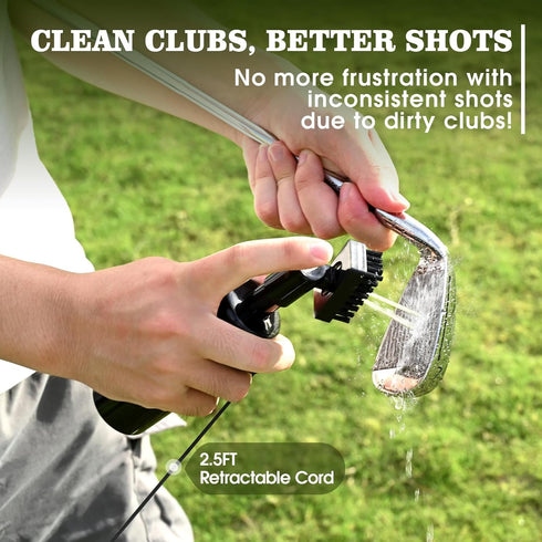 Pro Golf Club Cleaner Brush with Golf Groove Sharpener Tool, 8 Inches Water Brush with Retractable Clip for Men/Women
