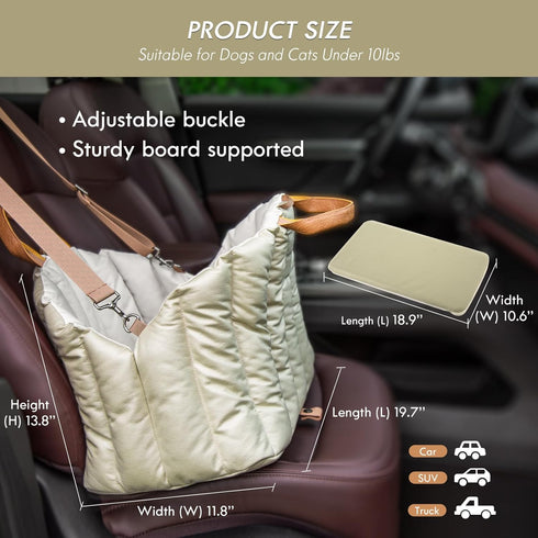 10lbs, ClevaHome Small Dog Car Seat & Travel Carrier & Pet Bed, Non-Slip Booster Seat for Dogs up to Fashionable Pet