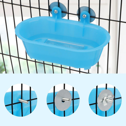 Hypeety Bird Bath with Mirror, Portable Bird Bathroom for Pet Parrots, Bathing Tub Accessories (Blue-Bird Bathtub)