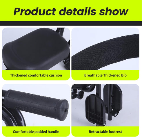SHOWBEAN 1~5 Kids Bike Seat Front Mounted and Handlebar Child Bike Seat Guardrail Detachable Front Mounted Toddler