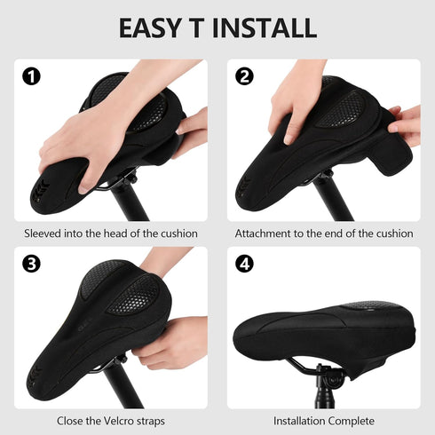 Gel Padded Bike Seat Cushion Cover, Extra Soft Comfy for Men and Women, Fits Various Bikes