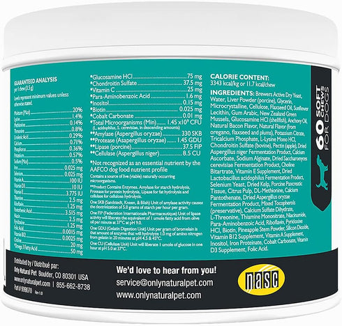 Only Natural Pet Ultimate Daily Vitamins, Complete Multivitamin Supplement for Dogs, 60 Soft Chews