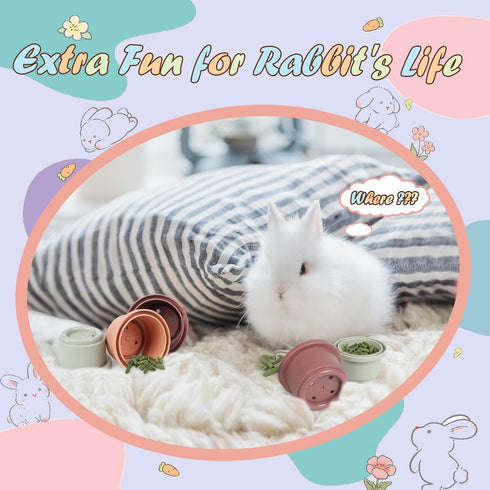 8PCS Chinchilla, Playset SKYWHALE Stacking Cups for Rabbits, Stackable Bunny Toys, Natural Sugarcane Plastic Pet