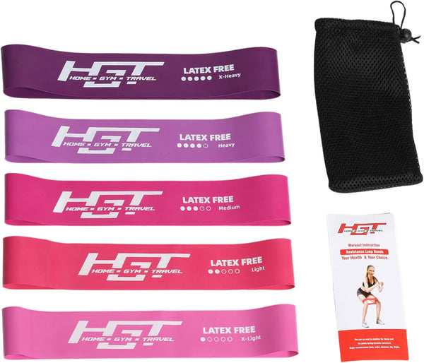 HGT Resistance Bands Set - Latex-Free Booty Bands for Women & Men, Supports Stretching, Yoga, Glutes & Legs Training