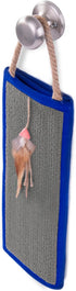 SmartyKat Clever Claws Carpet & Burlap Hanging Cat Scratch Mat, Brown/Gray with Blue Trim, One Size