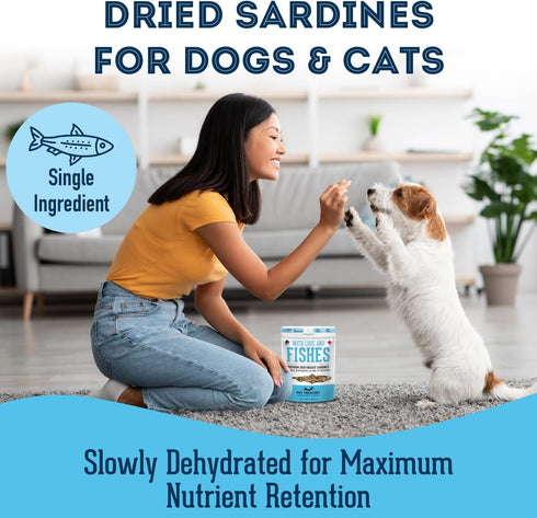 Sardines for Dogs & Cats, 3.17 oz, Dehydrated Single Ingredient Treats, All Natural, Grain Free