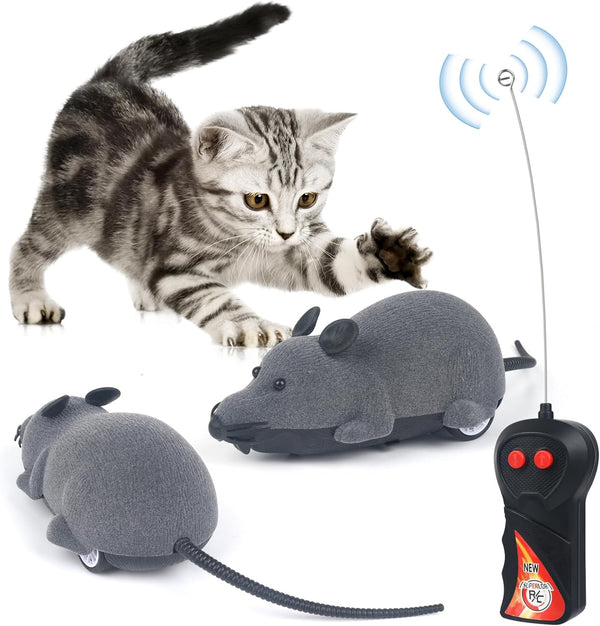 LUVI Fusicase Toys, Fashion Cool Style Remote Control Rat Mouse Wireless Toy for Cat, Gray