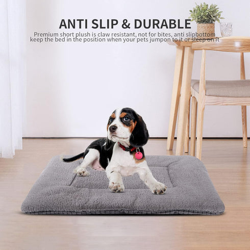 Reversible Dog Bed Mat with Plush and Corn Velvet, Soft Warm Pet Cushion, Washable Sleeping Mattress Bed for Small