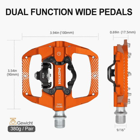 Pedal MTB Mountain Bike Pedals Compatible with Dual Function Sealed Clipless Aluminum 9/16" Bicycle Flat