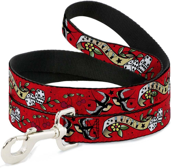 Buckle-Down Pet Leash - 4 Feet Long - Lucky Red - 1/2" Wide