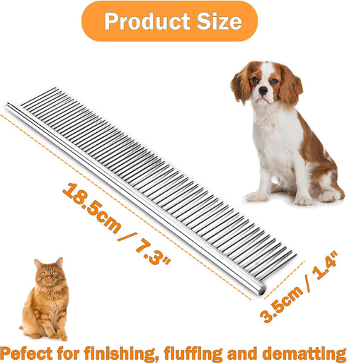 uxcell Metal Dog Comb with Rounded Teeth, 1 Pack, Pet Hair Care Tool, 7.3IN