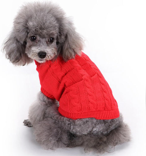 Small Dog Sweaters, Knitted Pet Cat Warm Sweatshirt for Winter (X-Small, Red)